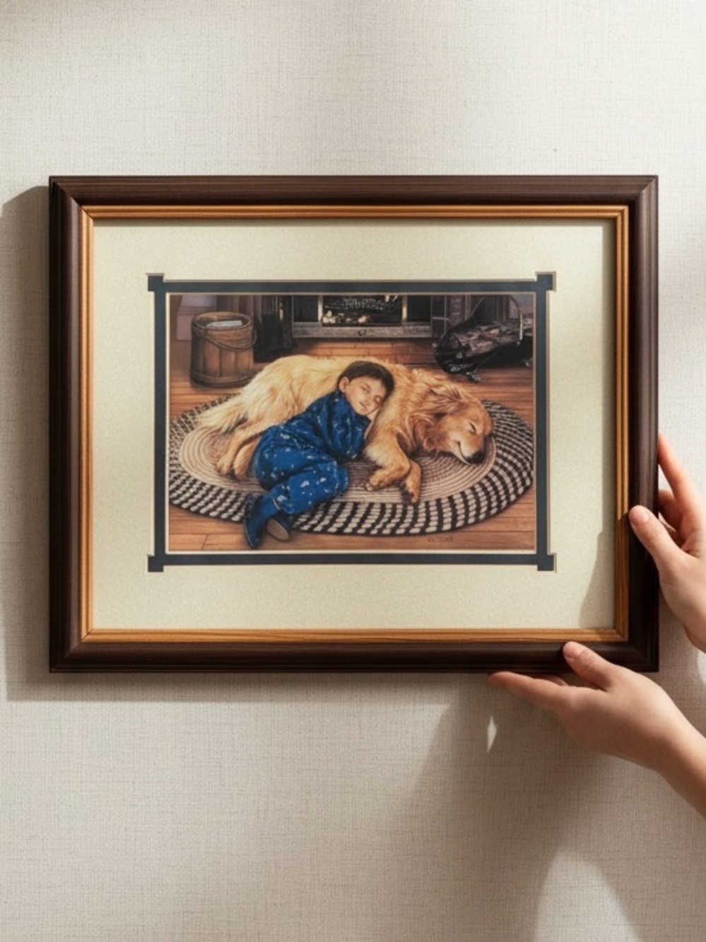 Little Boy Sleeping with His Dog Picture